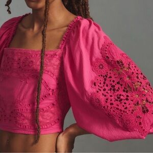 FARM Rio Fuchsia Embroidered Blouse